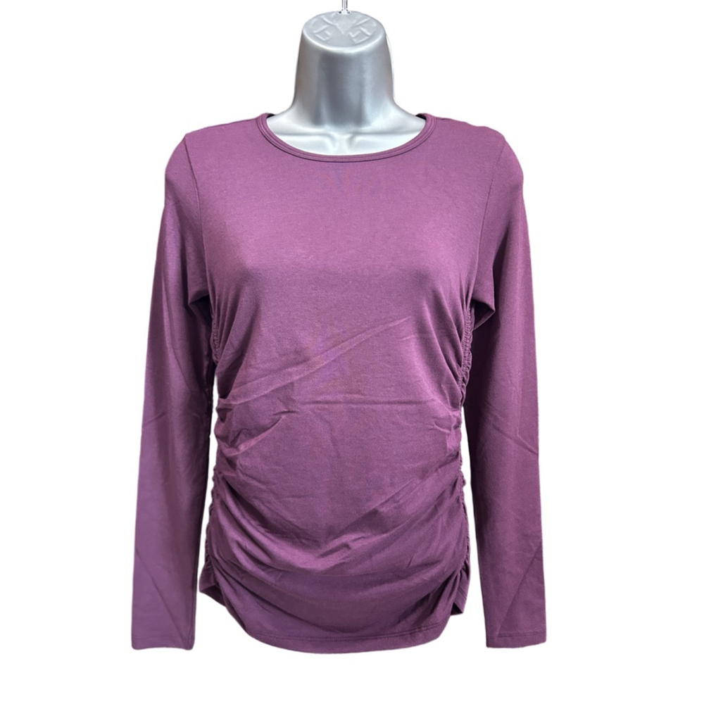 NWT Anatomie Milly Long Sleeve Ruched Top in Mulberry in XS retail $178